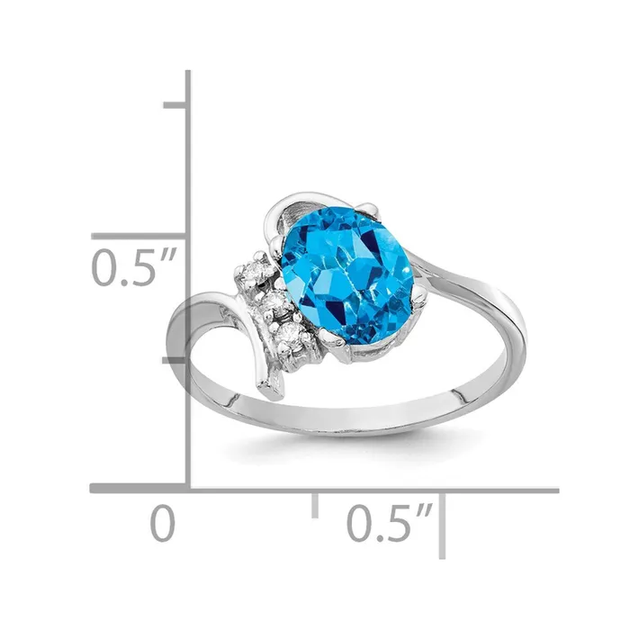 Rings Goldia 14k White Gold 8x6mm Oval Blue Topaz AA Diamond ring