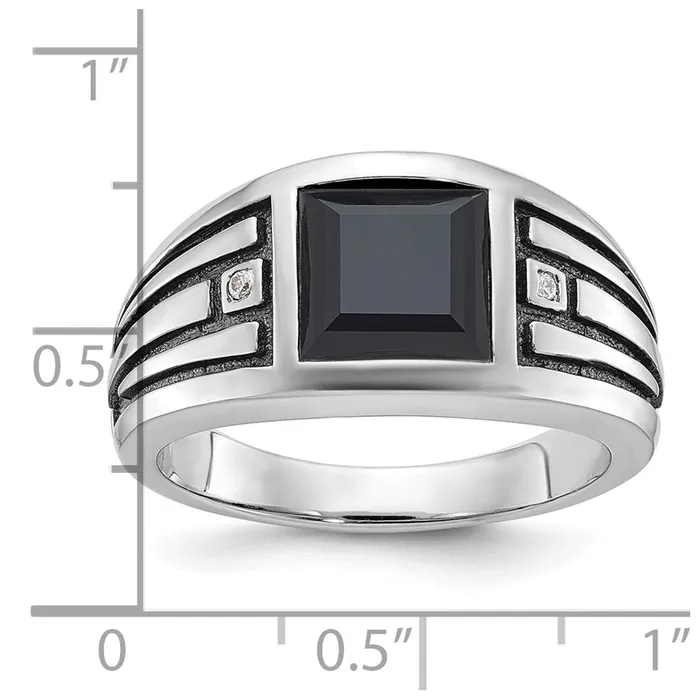 Rings Goldia 14k White Gold Mens Onyx and Diamond Ring Mounting