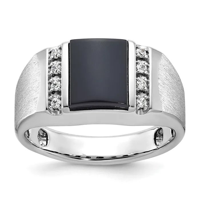 Rings Goldia 14k White Gold Mens Satin Onyx and 18 carat Diamond Complete Ring Rings Goldia 14k White Gold Mens Satin Onyx and 18 carat Diamond Complete Ring