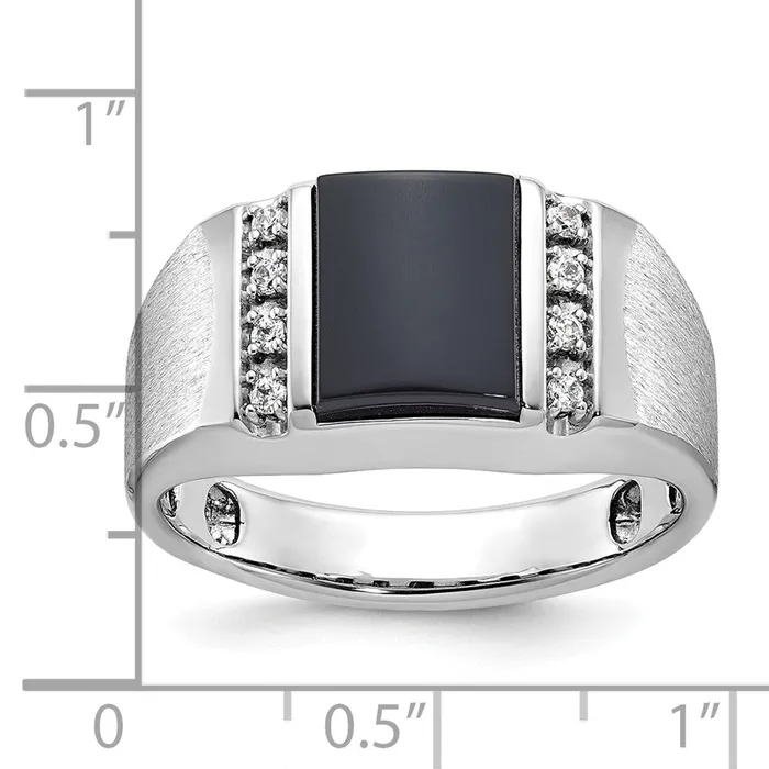 Rings Goldia 14k White Gold Mens Satin Onyx and 18 carat Diamond Complete Ring