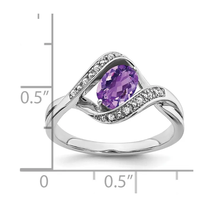 Rings Goldia 14k White Gold Oval Amethyst and Real Diamond Ring