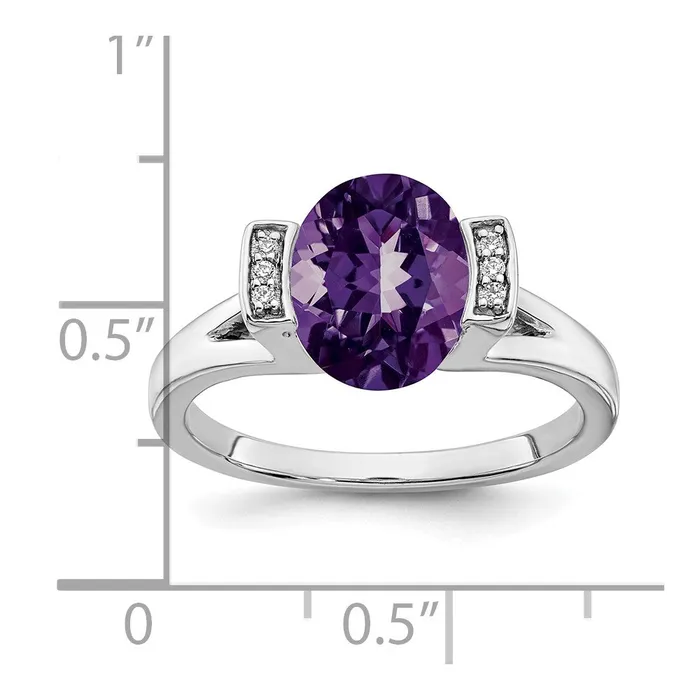 Rings Goldia 14k White Gold Oval Amethyst and Real Diamond Ring