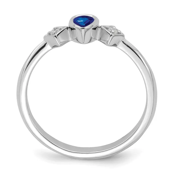 Rings Goldia 14k White Gold Pear Bezel Sapphire and Real Diamond Ring
