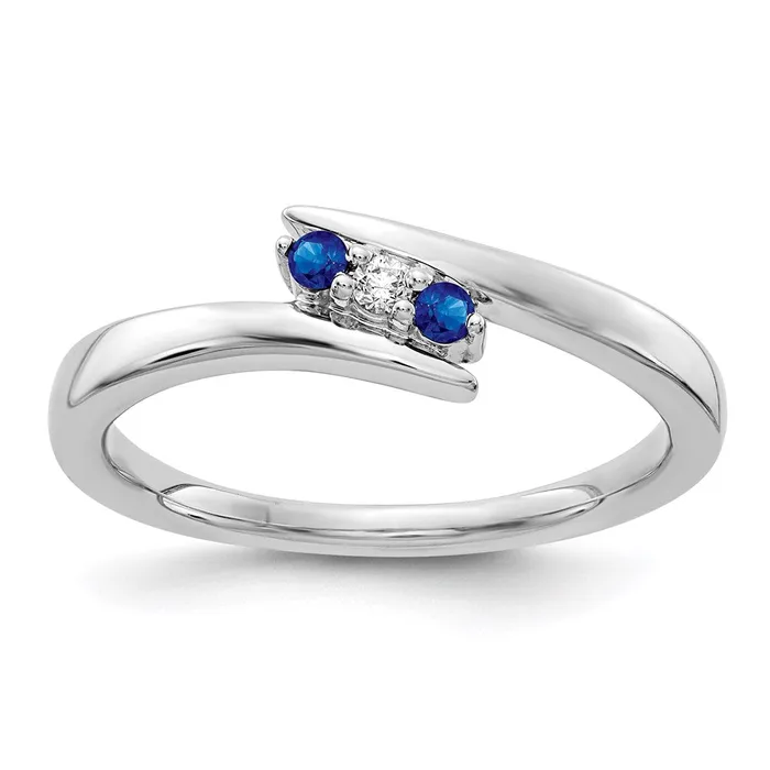 Rings Goldia 14k White Gold Real Diamond and Sapphire 3stone Ring