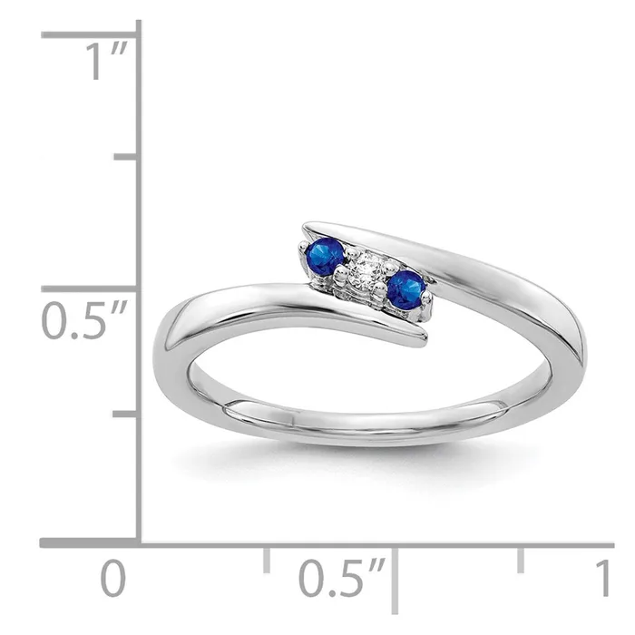 Rings Goldia 14k White Gold Real Diamond and Sapphire 3stone Ring