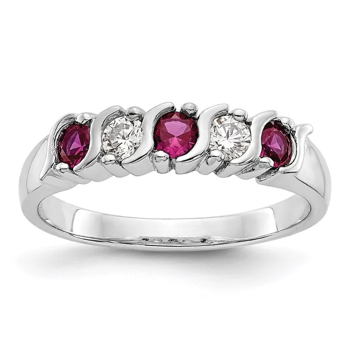 Rings Goldia 14k White Gold Real Diamond wRuby Band