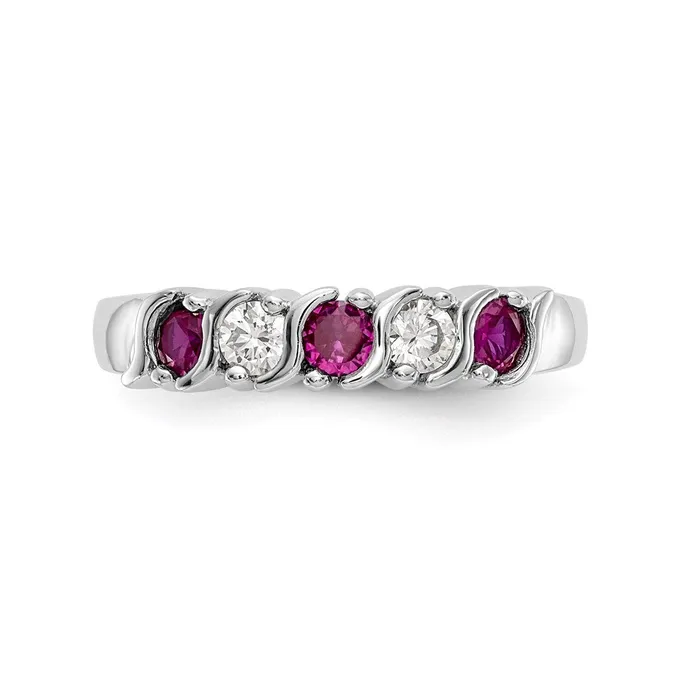 Rings Goldia 14k White Gold Real Diamond wRuby Band