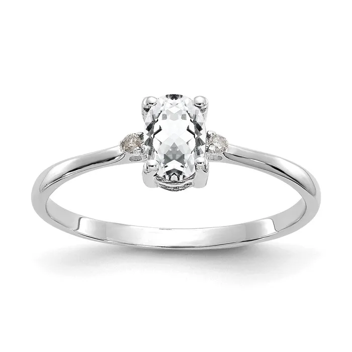 Rings Goldia 14k White Gold Real Diamond White Topaz Birthstone Ring