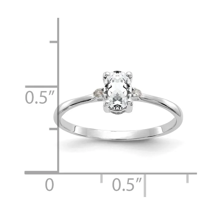 Rings Goldia 14k White Gold Real Diamond White Topaz Birthstone Ring