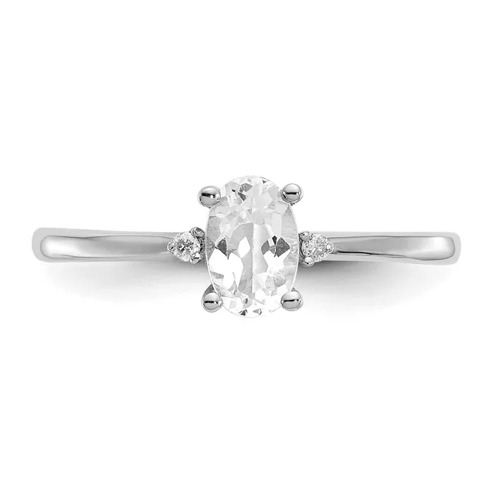 Rings Goldia 14k White Gold Real Diamond White Topaz Birthstone Ring