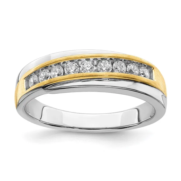 Rings Goldia 14k White Yellow Gold Mens Real Diamond Bridal Band