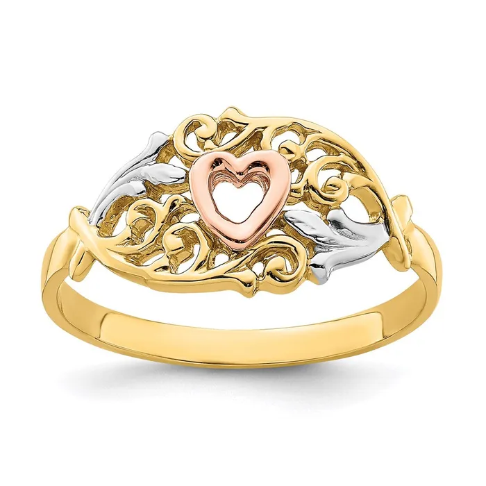 Rings Goldia 14k Yellow and Rose Gold wWhite Rhodium Heart Ring
