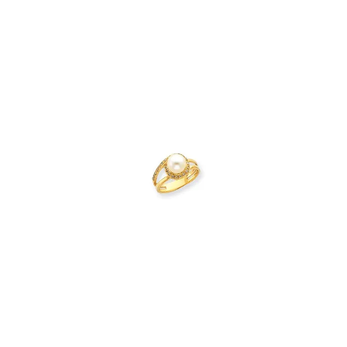 Rings Goldia 14k Yellow Gold 75mm FW Cultured Pearl AA Diamond ring