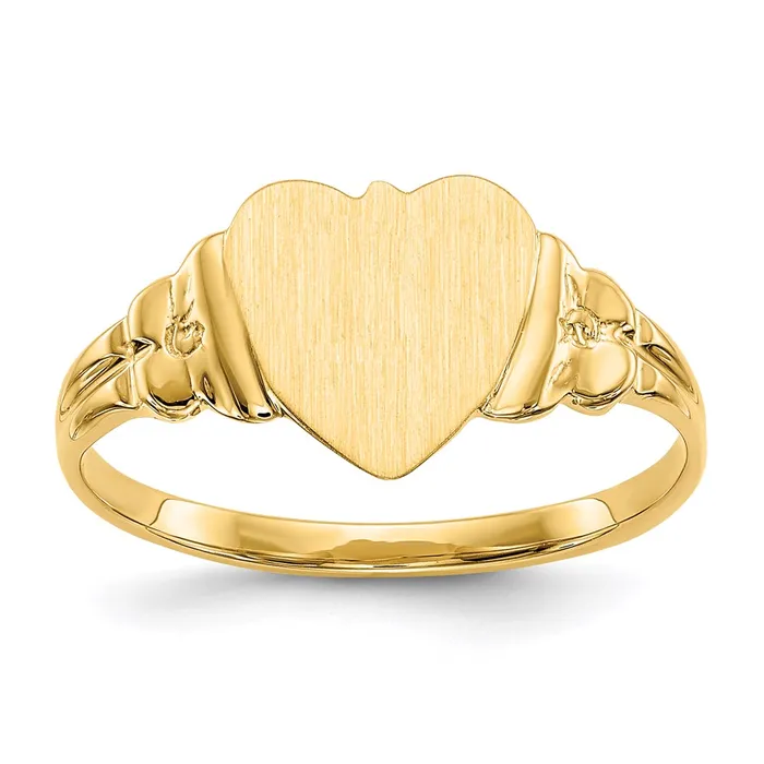 Rings Goldia 14K Yellow Gold 80x85mm Closed Back Childrens Heart Signet Ring