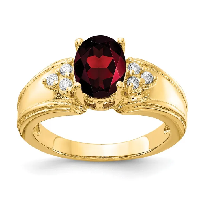 Rings Goldia 14k Yellow Gold 8x6mm Oval Garnet AAA Diamond ring