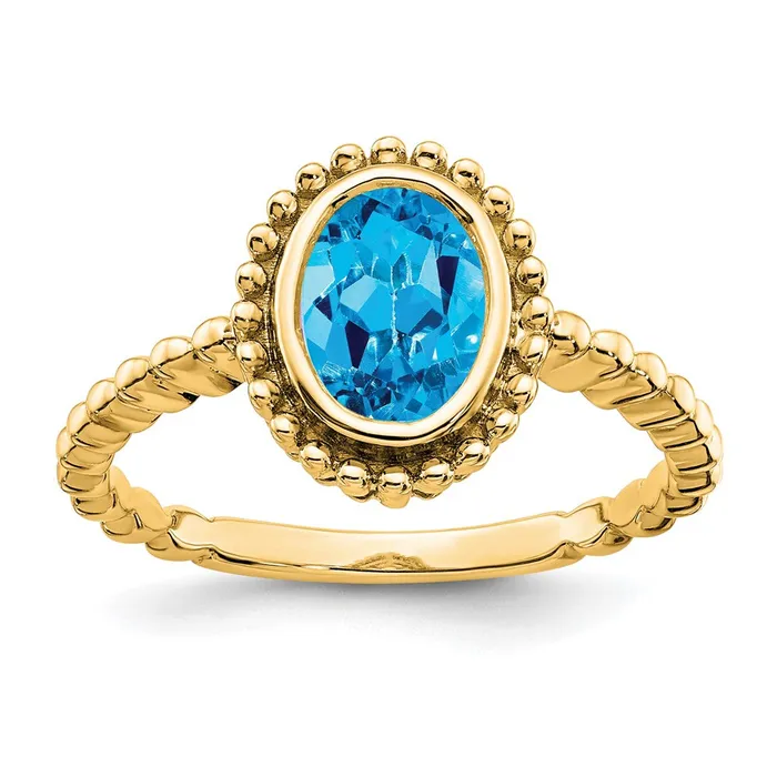 Rings Goldia 14K Yellow Gold Oval Blue Topaz Ring