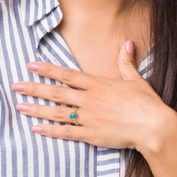 Rings Goldia 14K Yellow Gold Oval Blue Topaz Ring