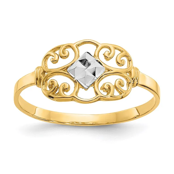 Rings Goldia 14k Yellow Gold wRhodium Filigree Ring