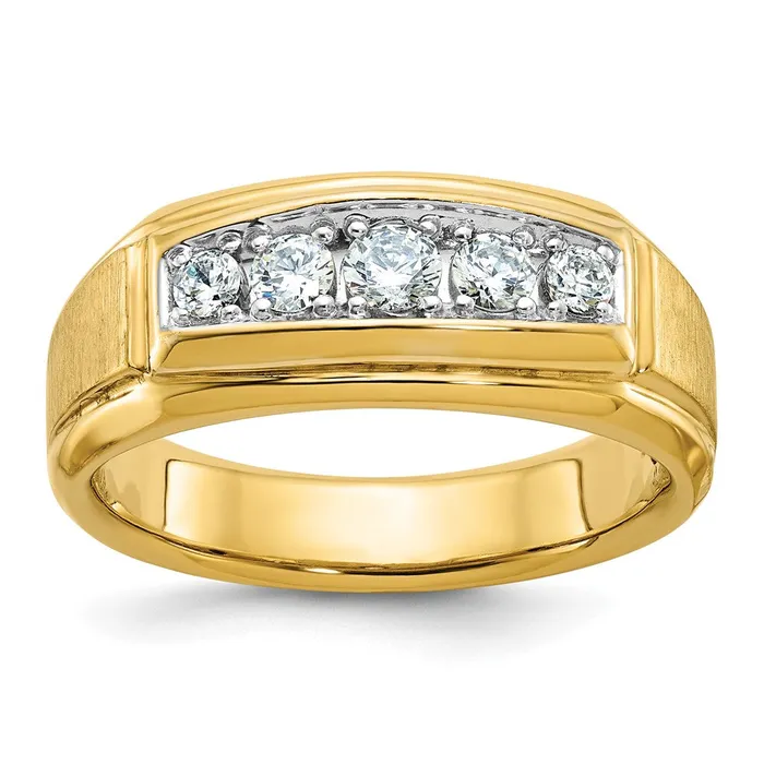 Rings Goldia 14k Yellow u0026 Rhodium Gold Twotone Gold Mens Polished and Satin ComfortFit 12 carat Diamond Complete Ring