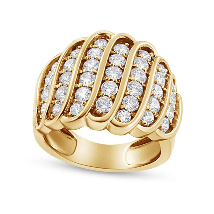 Rings Goldia 20 CT TW Natural Diamond MultiRow Waterfall Ring in Sterling Silver with Solid 14K Gold Plate Rings Goldia 20 CT TW Natural Diamond MultiRow Waterfall Ring in Sterling Silver with Solid 14K Gold Plate