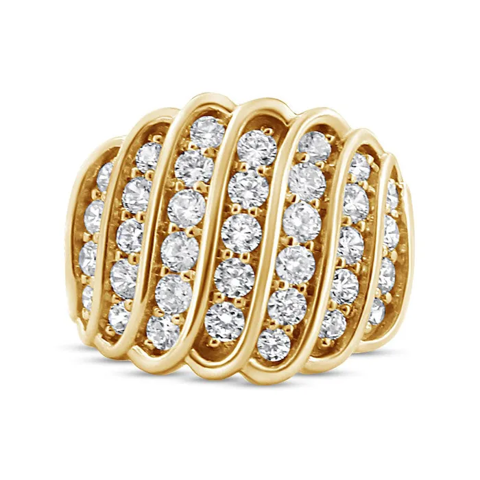 Rings Goldia 20 CT TW Natural Diamond MultiRow Waterfall Ring in Sterling Silver with Solid 14K Gold Plate Rings Goldia 20 CT TW Natural Diamond MultiRow Waterfall Ring in Sterling Silver with Solid 14K Gold Plate