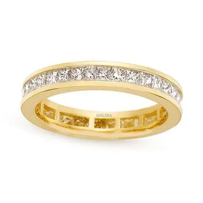 Rings Goldia 2 ct tw Channel Set Princess Diamond Eternity Band Ring 14K Yellow Gold Rings Goldia 2 ct tw Channel Set Princess Diamond Eternity Band Ring 14K Yellow Gold