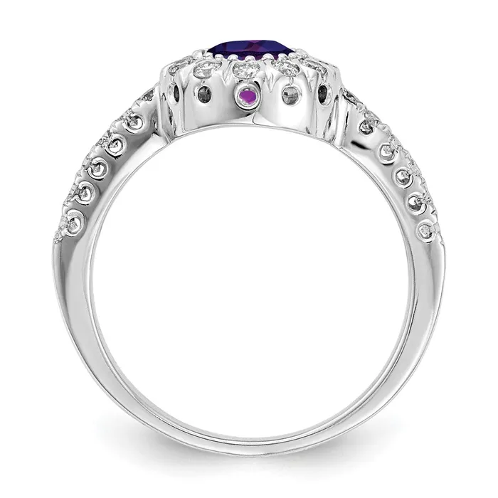 Rings Goldiacom 14k White Gold 5mm Amethyst Checker VS Real Diamond ring