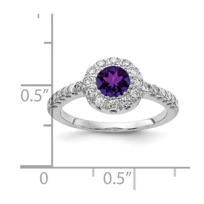Rings Goldiacom 14k White Gold 5mm Amethyst Checker VS Real Diamond ring