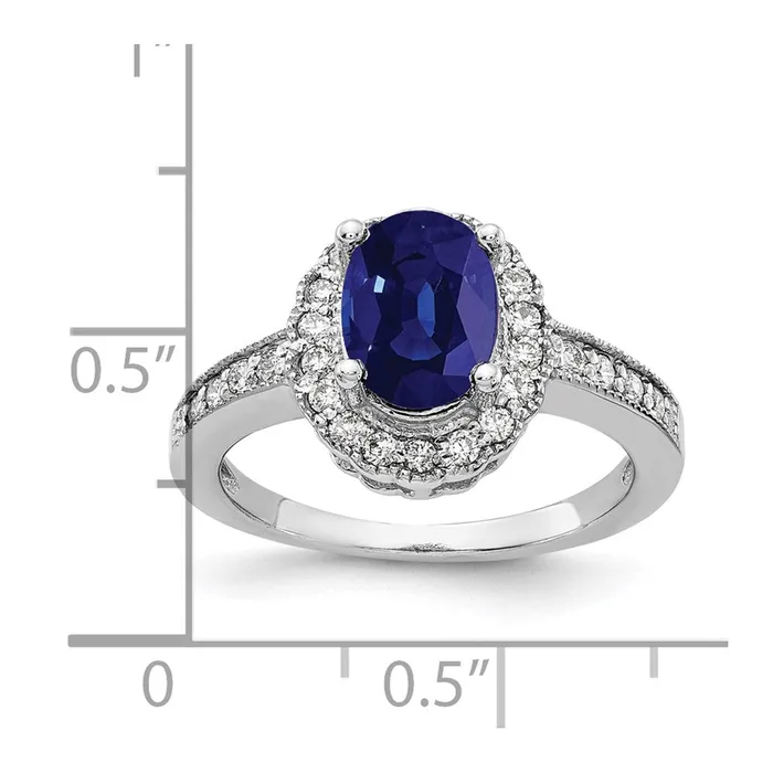 Rings Goldiacom 14k White Gold 8x6mm Oval Sapphire VS Real Diamond ring