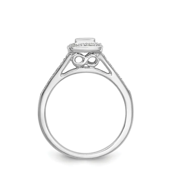 Rings Goldiacom 14K White Gold Diamond Princess CZ Halo Engagement Ring