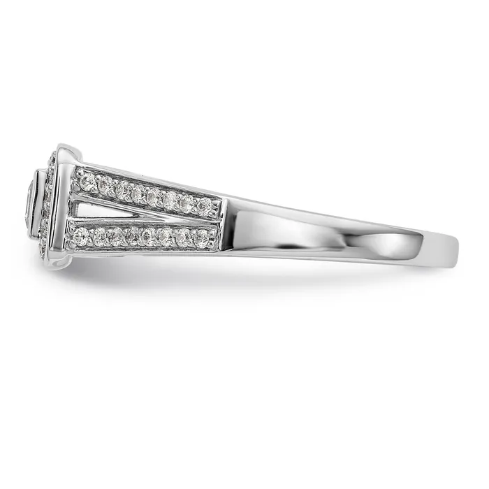 Rings Goldiacom 14K White Gold Diamond Princess CZ Halo Engagement Ring