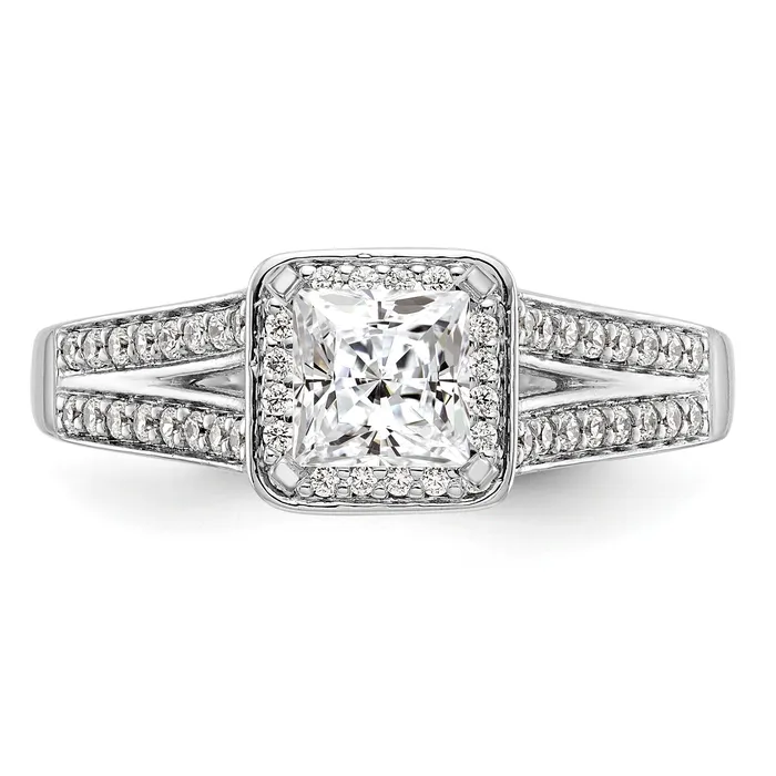 Rings Goldiacom 14K White Gold Diamond Princess CZ Halo Engagement Ring