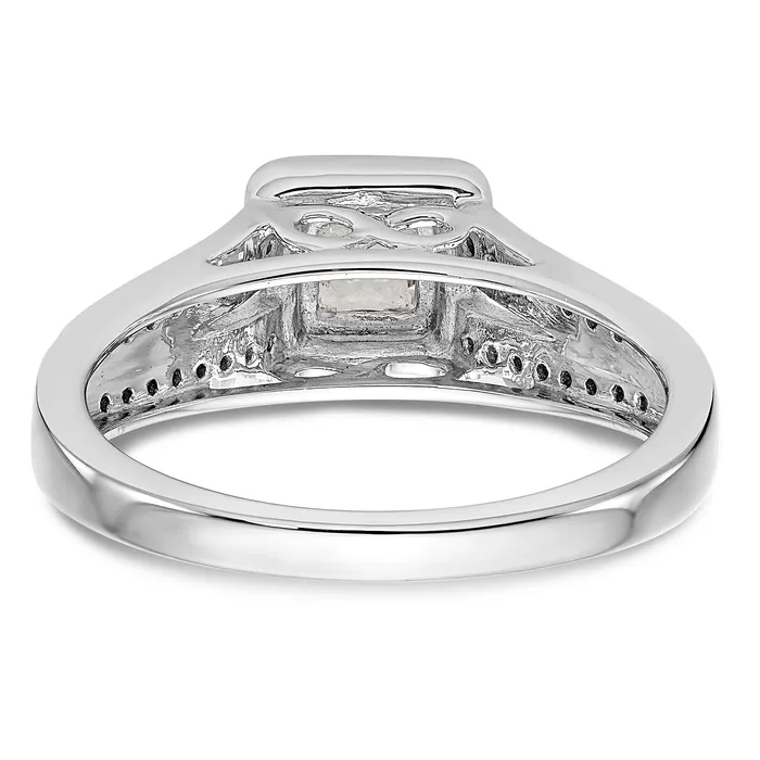Rings Goldiacom 14K White Gold Diamond Princess CZ Halo Engagement Ring