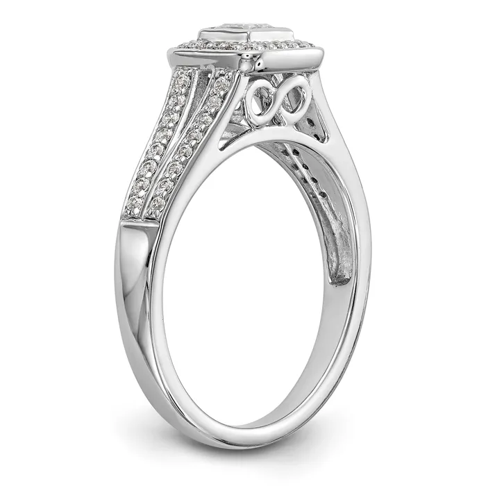 Rings Goldiacom 14K White Gold Diamond Princess CZ Halo Engagement Ring