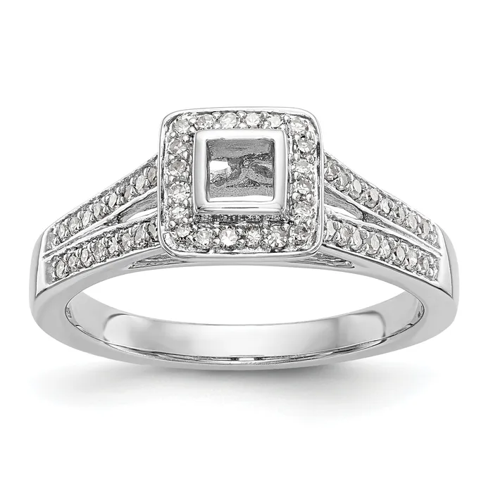 Rings Goldiacom 14K White Gold Diamond Princess CZ Halo Engagement Ring