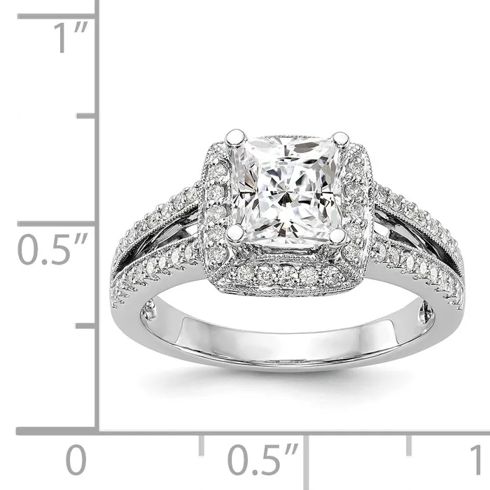 Rings Goldiacom 14K White Gold Diamond Princess CZ Halo Engagement Ring