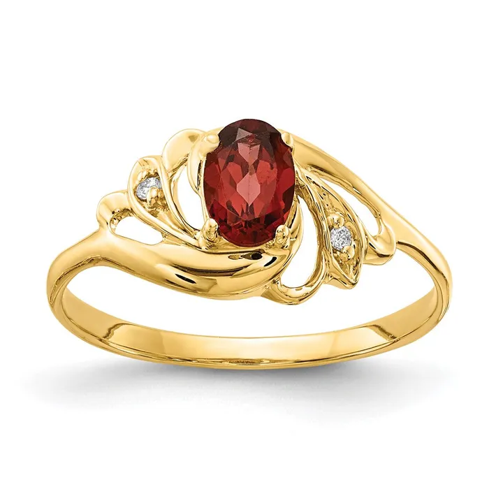 Rings Goldiacom 14K Yellow Gold 6x4mm Oval Garnet A Real Diamond ring