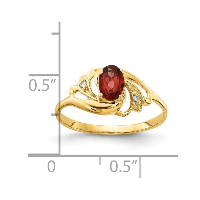 Rings Goldiacom 14K Yellow Gold 6x4mm Oval Garnet A Real Diamond ring
