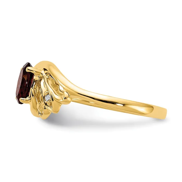 Rings Goldiacom 14K Yellow Gold 6x4mm Oval Garnet A Real Diamond ring