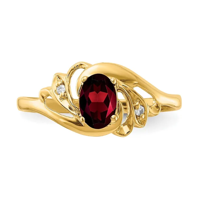 Rings Goldiacom 14K Yellow Gold 6x4mm Oval Garnet A Real Diamond ring