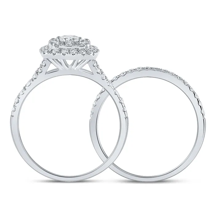 Rings Goldiacom Certified 10 Ct Diamond Double Halo Bridal Engagement Ring Set in 14K White Gold Rings Goldiacom Certified 10 Ct Diamond Double Halo Bridal Engagement Ring Set in 14K White Gold