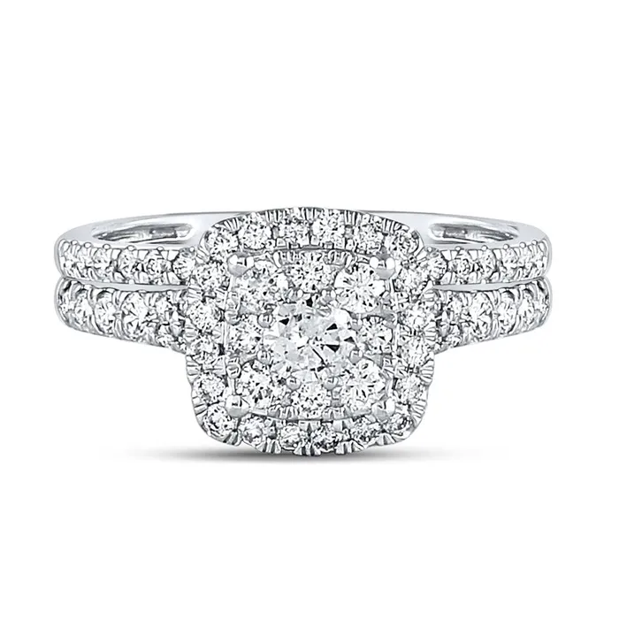 Rings Goldiacom Certified 10 Ct Diamond Double Halo Bridal Engagement Ring Set in 14K White Gold Rings Goldiacom Certified 10 Ct Diamond Double Halo Bridal Engagement Ring Set in 14K White Gold