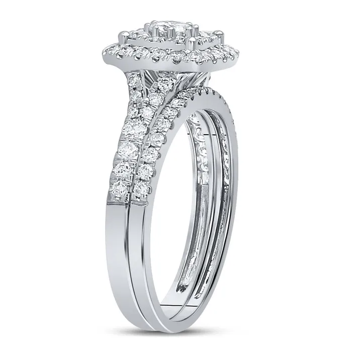 Rings Goldiacom Certified 10 Ct Diamond Double Halo Bridal Engagement Ring Set in 14K White Gold Rings Goldiacom Certified 10 Ct Diamond Double Halo Bridal Engagement Ring Set in 14K White Gold