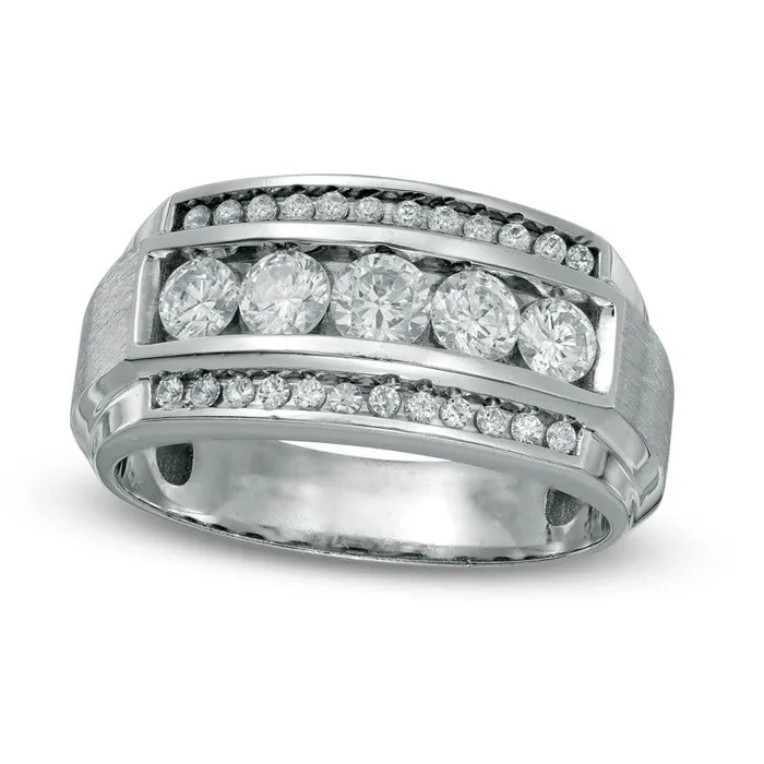 Rings Goldia Mens 125 CT TW Natural Diamond Three Row Comfort Fit Band in Solid 10K White Gold Rings Goldia Mens 125 CT TW Natural Diamond Three Row Comfort Fit Band in Solid 10K White Gold