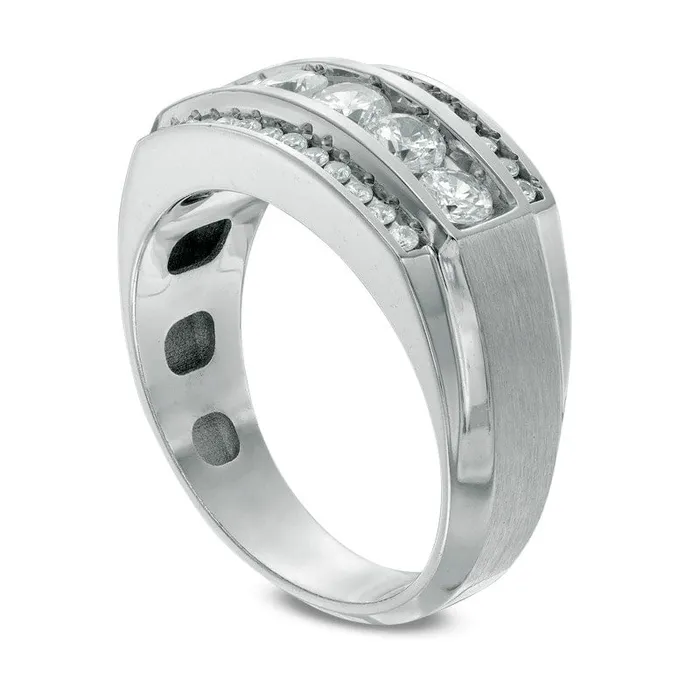 Rings Goldia Mens 125 CT TW Natural Diamond Three Row Comfort Fit Band in Solid 10K White Gold Rings Goldia Mens 125 CT TW Natural Diamond Three Row Comfort Fit Band in Solid 10K White Gold