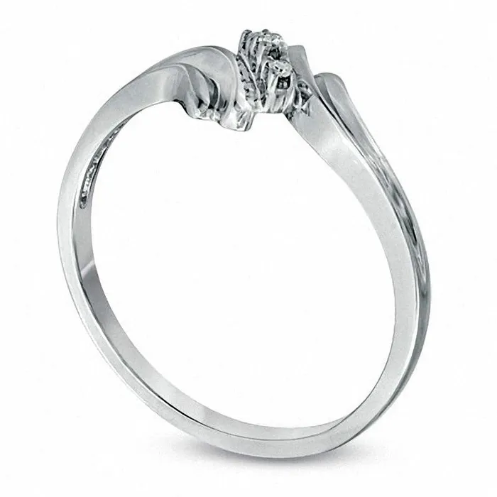 Rings Goldia Natural Diamond Accent Three Stone Bypass Ring in Solid 10K White Gold Rings Goldia Natural Diamond Accent Three Stone Bypass Ring in Solid 10K White Gold