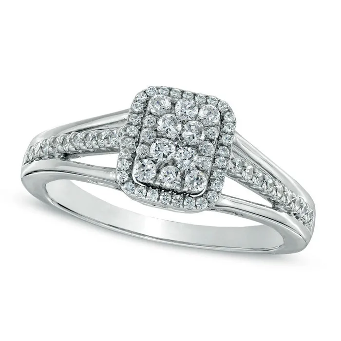 Rings Goldia Previously Owned 050 CT TW Composite Natural Diamond Square Split Shank Ring in Solid 10K White Gold Rings Goldia Previously Owned 050 CT TW Composite Natural Diamond Square Split Shank Ring in Solid 10K White Gold