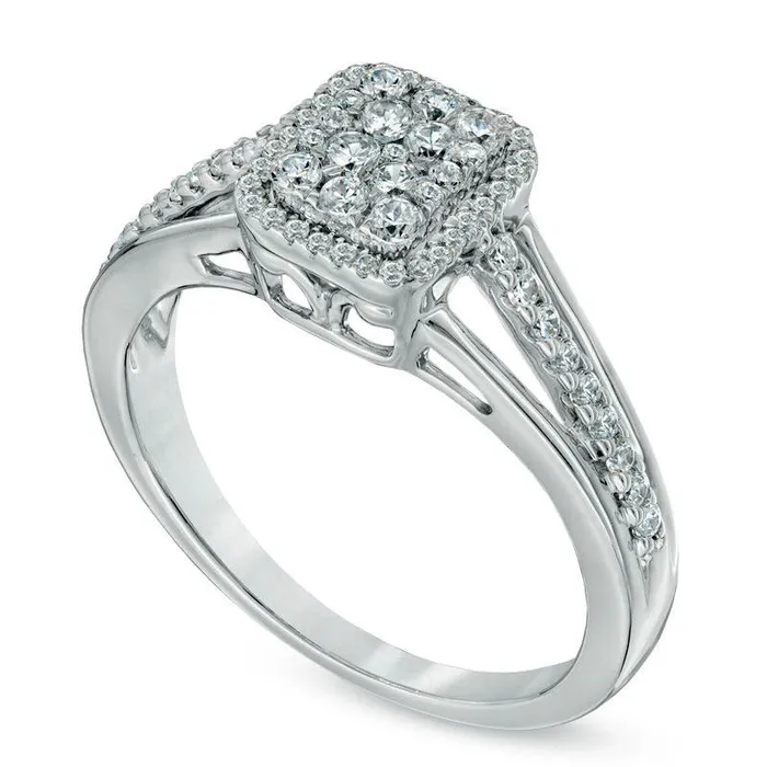 Rings Goldia Previously Owned 050 CT TW Composite Natural Diamond Square Split Shank Ring in Solid 10K White Gold Rings Goldia Previously Owned 050 CT TW Composite Natural Diamond Square Split Shank Ring in Solid 10K White Gold