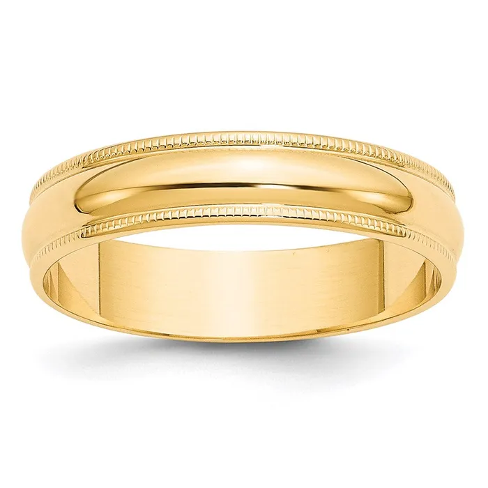 Rings Goldia Solid 10K Yellow Gold 5mm Light Weight Milgrain Half Round MensWomens Wedding Band Ring Size 6