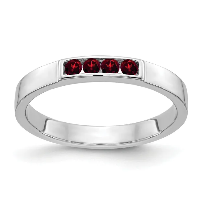 Rings Goldia Solid 14k White Gold 4stone Simulated Garnet Band